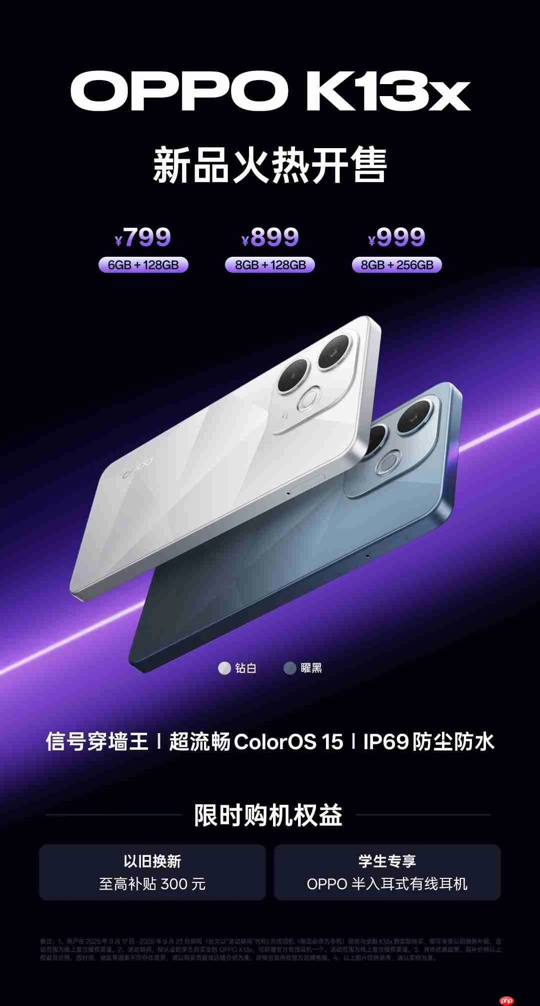 大电池+满级防水!OPPO K13s承诺六年不卡,1499起!
